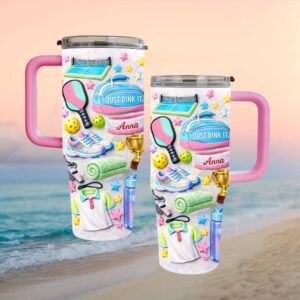 Personalized Pickleball Just Dink It Colorful 40oz Insulated Travel Tumbler (2)