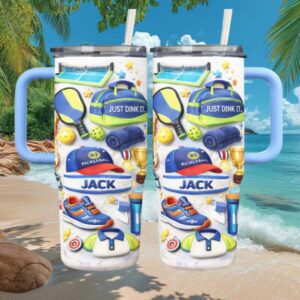 Personalized Pickleball Player 40oz Tumbler with Handle Custom Name “Just Dink It” Sports Gift Personalized Pickleball Player 40oz Tumbler with Handle Custom Name “Just Dink It” Sports Gift