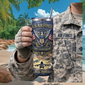 Personalized U.S. Air Force 250th Anniversary Fighter Jet Tumbler Personalized U.S. Air Force 250th Anniversary Fighter Jet Tumbler