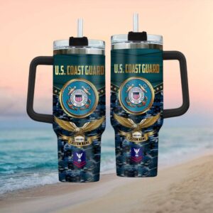 Personalized U.S. Coast Guard Military Veteran Camo Tumbler