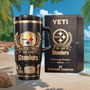 Pittsburgh Steelers 6X Super Bowl Champions YETI Edition Black and Gold Tumbler