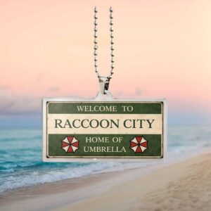 Resident Evil Welcome To Raccoon City Umbrella Corp Sign Car Hanging Ornament