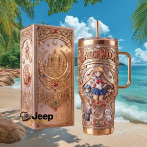 Sailor Moon “Moon Prism Power” 3D Sculpted Rose Gold 40oz Tumbler with Handle