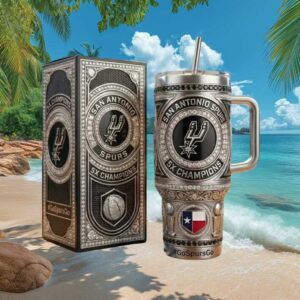 San Antonio Spurs 5X Champions Silver Diamond Bling Commemorative Tumbler San Antonio Spurs 5X Champions Silver Diamond Bling Commemorative Tumbler