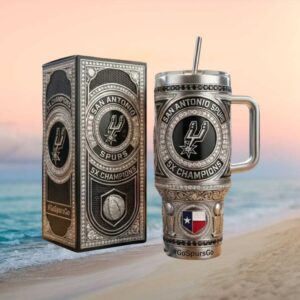 San Antonio Spurs 5X Champions Silver Diamond Bling Commemorative Tumbler