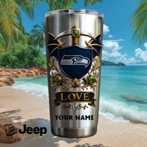 Seattle Seahawks Personalized Love Custom Name 20oz Football Fans Gifts Stainless Steel Insulated Tumbler