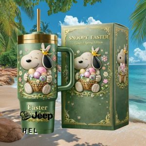 Snoopy Easter Blessings Limited Spring Edition Green Floral Peanuts 40oz Tumbler