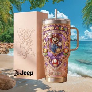 Super Mario Bros Power Friendship Adventure 3D Relief Pink Princess Edition Tumbler