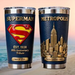 Superman 88th Anniversary Tribute Leather Tumbler Metropolis Man of Steel