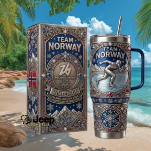 Team Norway Vinter OL Milano Cortina 2026 Speed Skating 40oz Insulated Tumbler