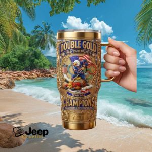Team USA Double Gold 2026 Olympic Champions Hockey Gold Tumbler