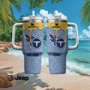 Tennessee Titans Personalized Blue Glitter Drip Insulated Travel Tumbler