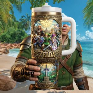 The Legend of Zelda 40oz Tumbler 40th Anniversary Personalized Link & Zelda Master Sword Insulated Tumbler.jfif