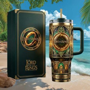 The Lord of the Rings One Ring Elven Stained Glass Style 40oz Tumbler