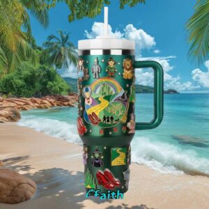The Wizard of Oz Emerald City and Ruby Slippers Character Badge Tumbler
