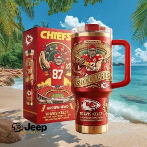 Travis Kelce Arrowhead Stadium 13,000 Receiving Yards Commemorative Tumbler