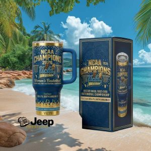 UCLA Bruins Women's Basketball 2026 National Champions 40oz Gold Trim Tumbler.jfi