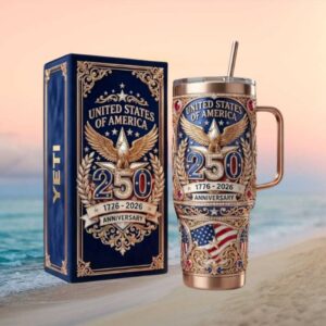 USA 250th Anniversary Semiquincentennial 1776 2026 Patriotic Eagle Tumbler