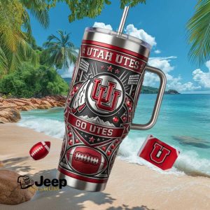 Utah Utes Go Utes College Football Fan 40oz Insulated Tumbler with Handle