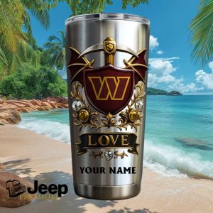 Washington Commanders Personalized Name Fan Gift Vintage Burgundy Crest Stainless Steel Insulated Tumbler
