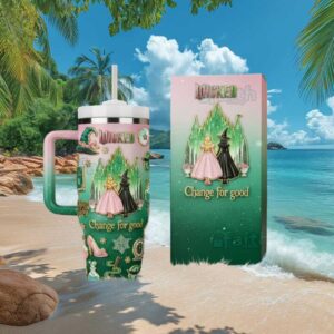 Wicked Movie “Change For Good” Glinda and Elphaba Emerald City Tumbler