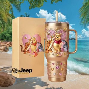 Winnie the Pooh and Friends 3D Embossed Gold Tumbler Tumbler