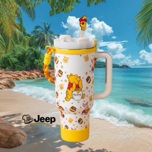 Winnie the Pooh and Friends 40oz Insulated Tumbler with Paracord Handle and Straw Topper.jfif