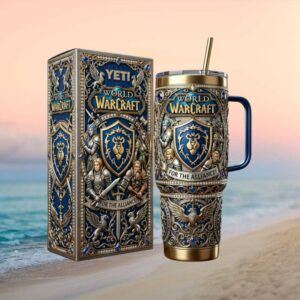 World of Warcraft Alliance Gold & Blue 40oz Tumbler with Gift Box