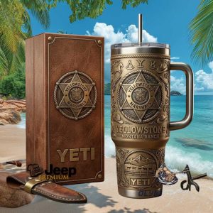 YETI Yellowstone Montana Ranch Marshal Badge Western Cowboy Tumbler.jfif