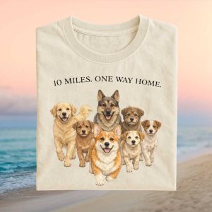10 Miles One Way Home Corgi Retriever Dog Pack T Shirt