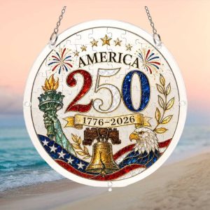 250 Years of America Commemorative Jigsaw Style Ornament Liberty Bell & Eagle