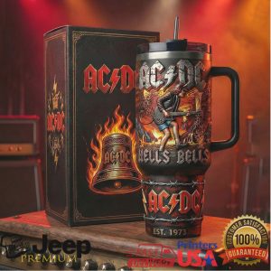 ACDC Hells Bells Back In Black 1980 Vintage Retro 40oz Gifts For Fans Stainless Steel Insulated Tumbler