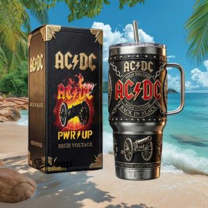 ACDC High Voltage Back In Black Cannon Logo Heavy Metal Stainless Steel Insulated Tumbler