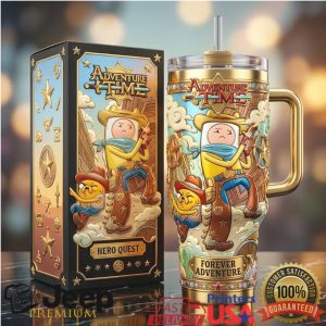 Adventure Time Hero Quest Finn Jake Cowboy 2026 Vintage Fans Gift Stainless Steel Insulated Tumbler