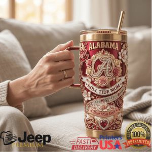 Alabama Crimson Tide Roll Tide Mom 2026 Retro 40oz Gifts for Women Stainless Steel Insulated Tumbler