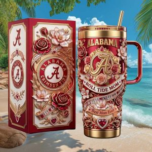 Alabama Crimson Tide Roll Tide Mom Floral 2026 Retro Best Mom Gift Stainless Steel Insulated Tumbler