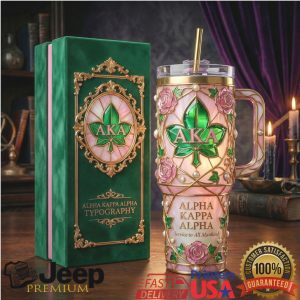 Alpha Kappa Alpha AKA Sorority Pink and Green 2026 Vintage 40oz Gifts for Fans Stainless Steel Insulated Tumbler