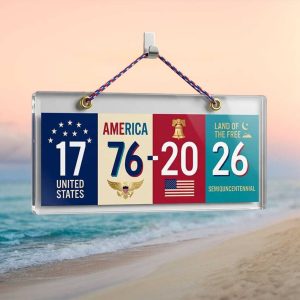 America 250 Semiquincentennial Retro License Plate Ornament 1776 2026