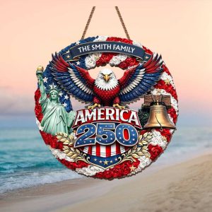 America 250th Anniversary Smith Family Floral Eagle & Statue of Liberty Ornament