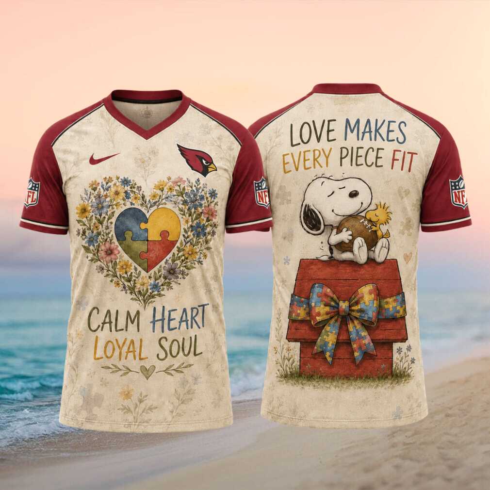 Arizona Cardinals Snoopy Autism Awareness Calm Heart Loyal Soul T Shirt Arizona Cardinals Snoopy Autism Awareness Calm Heart Loyal Soul T Shirt