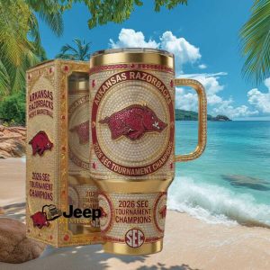 Arkansas Razorbacks 2026 SEC Tournament Champions Luxury Gold Diamond Edition Stainless Steel Insulated Tumbler