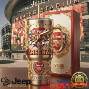 Arsenal FC Emirates Stadium 2026 Gold Vintage Style Fan Gift Stainless Steel Insulated Tumbler