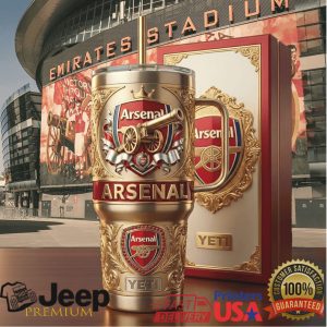 Arsenal FC Emirates Stadium 2026 Gold Vintage Style Fan Gift Stainless Steel Insulated Tumbler