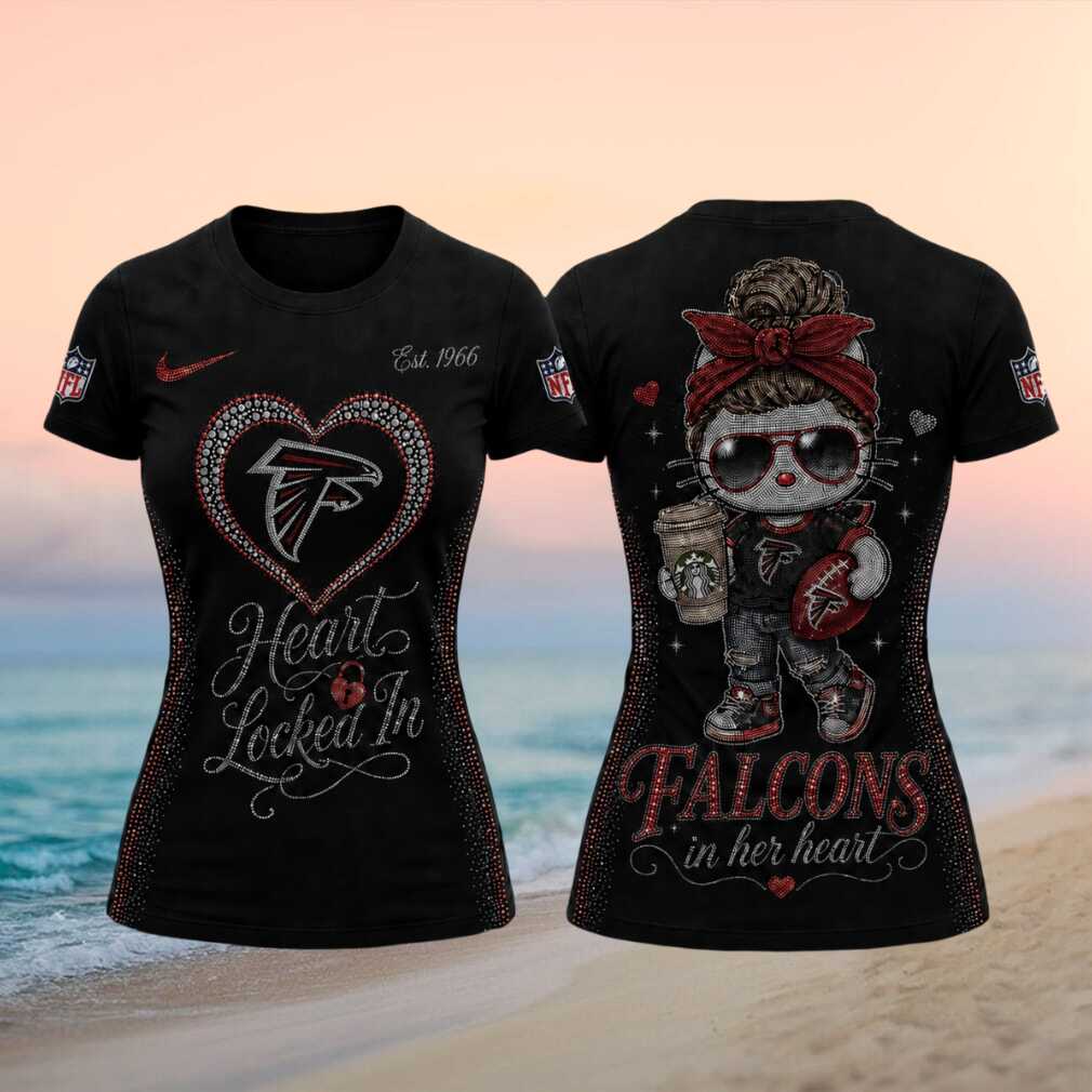 Atlanta Falcons Heart Locked In Messy Bun Football T Shirt Atlanta Falcons Heart Locked In Messy Bun Football T Shirt
