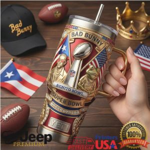 Bad Bunny Super Bowl Benito Bowl Puerto Rico Retro 40oz Gifts For Fans Stainless Steel Insulated Tumbler
