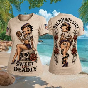 Baltimore Football Betty Sweet But Deadly Skull Women T Shirt