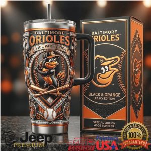 Baltimore Orioles Oriole Park Pride Black Orange 2026 Vintage 20oz Fan Stainless Steel Insulated Tumbler