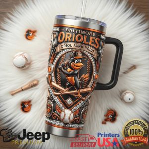 Baltimore Orioles Oriole Park Pride Black Orange 2026 Vintage 20oz Fan Stainless Steel Insulated Tumbler