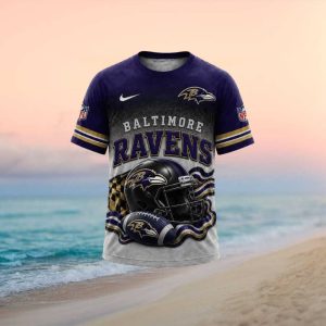 Baltimore Ravens 3D Graphic Helmet Stadium Football T Shirt