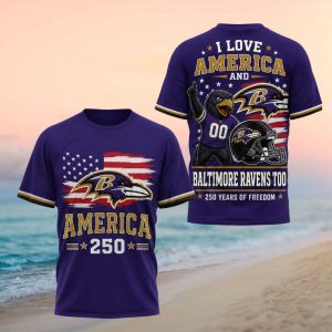 Baltimore Ravens America 250 Years Of Freedom Purple T Shirt
